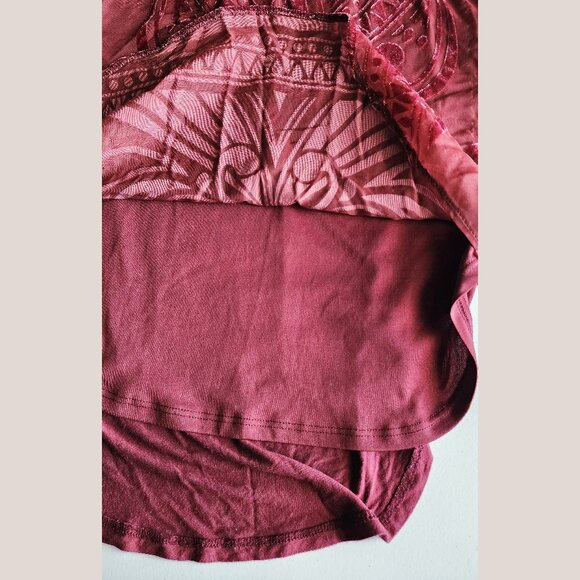 MOSSIMO Burgundy Burnout Velvet Tank Top V Neck Sleeveless Blouse Shirt - Picture 5 of 9